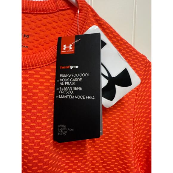NWT Under Armour Youth Loose Fit Heat Gear Orange Long sleeve shirt Size XL - Picture 3 of 6